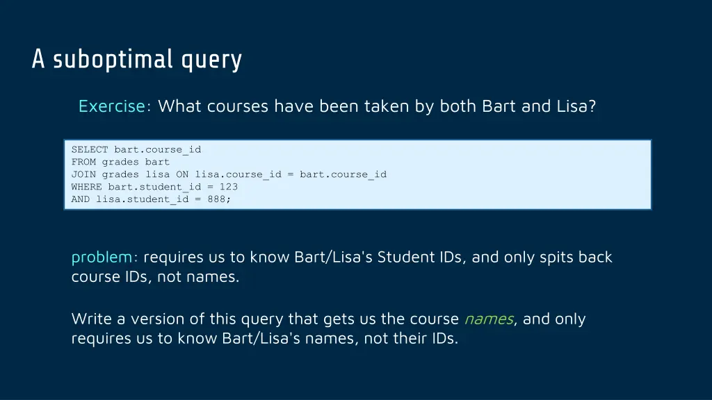 a suboptimal query