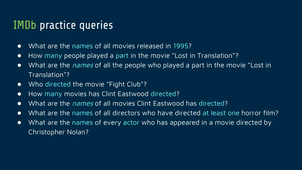 imdb practice queries