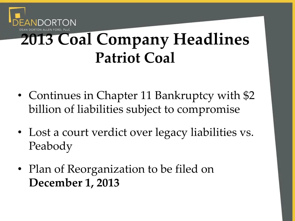 2013 coal company headlines patriot coal