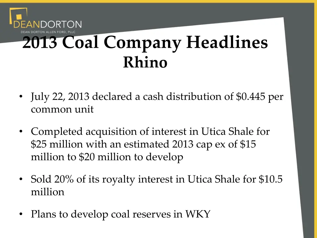 2013 coal company headlines rhino