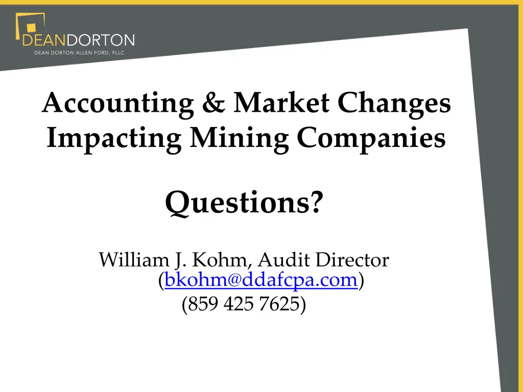accounting market changes impacting mining 1