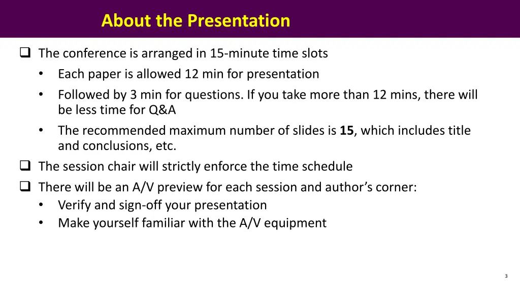 about the presentation