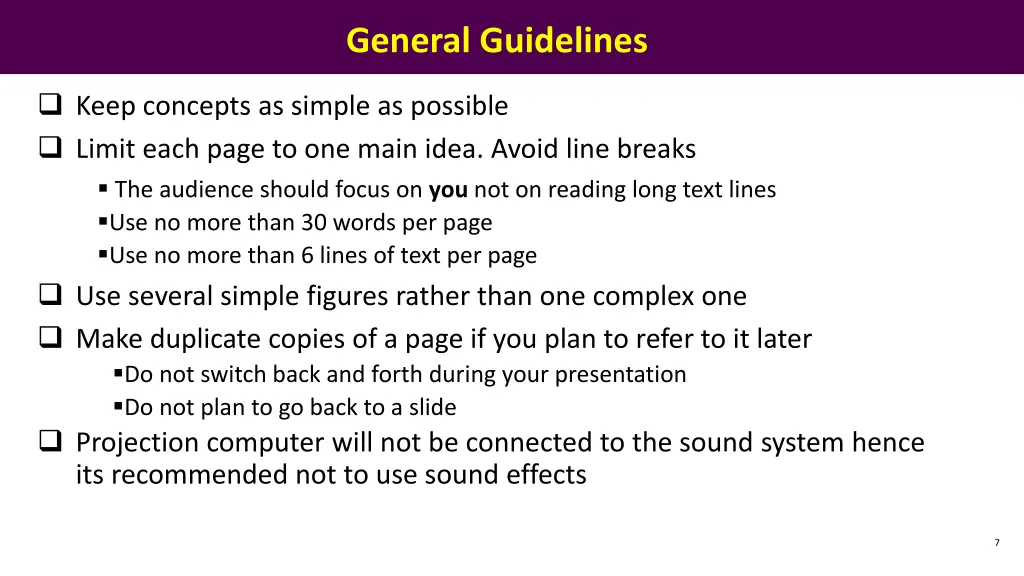 general guidelines
