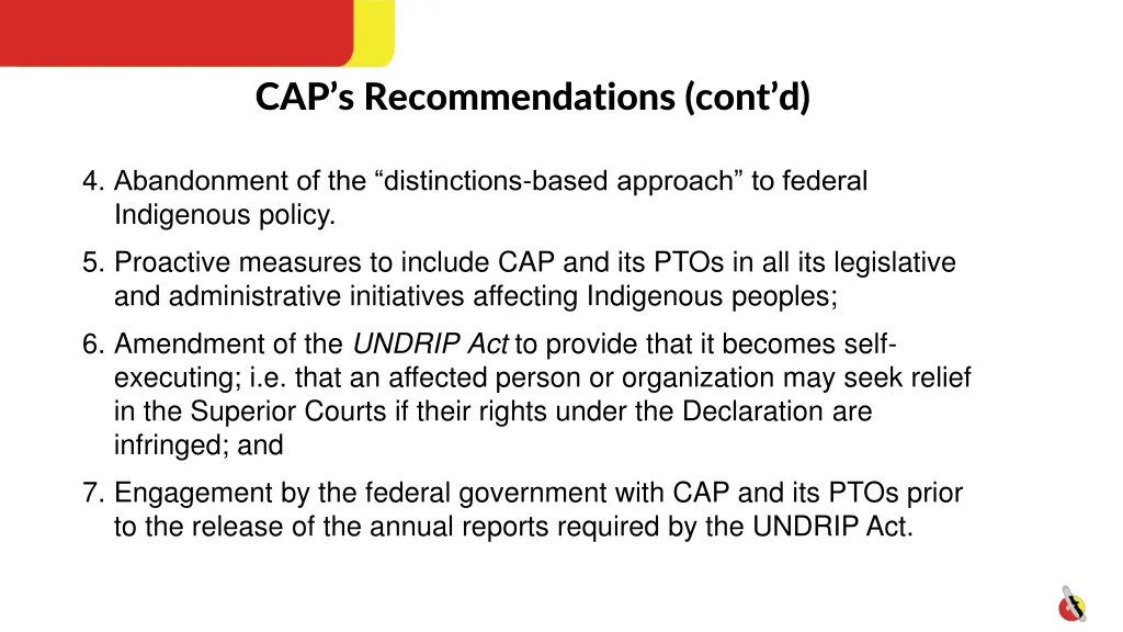 cap s recommendations cont d