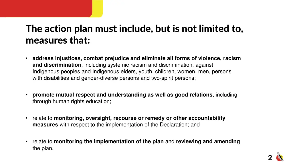 the action plan must include but is not limited