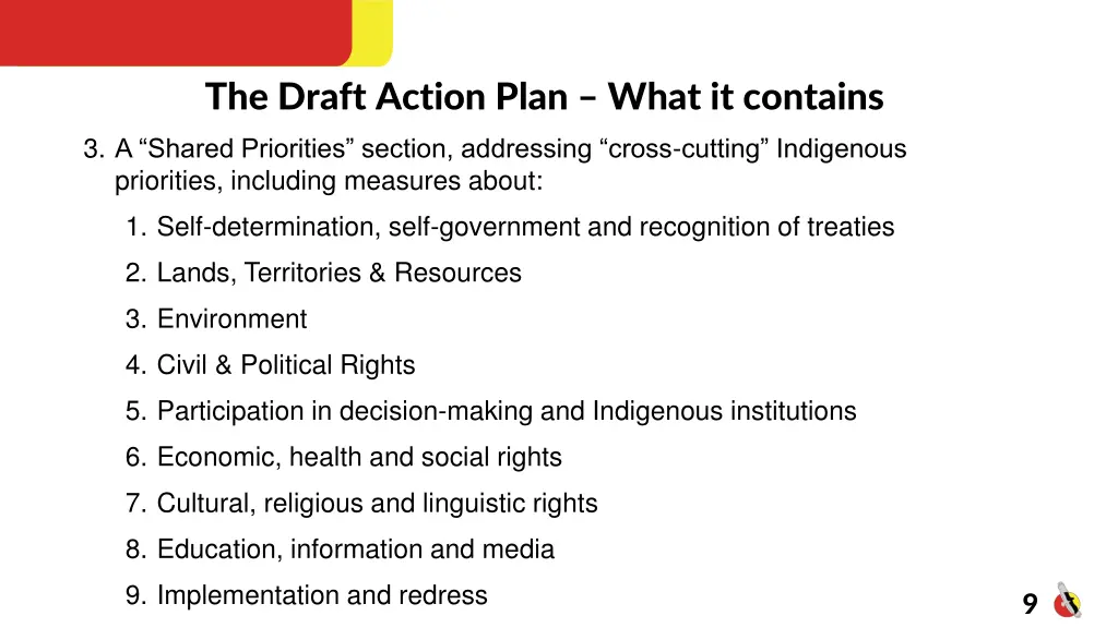 the draft action plan what it contains 1