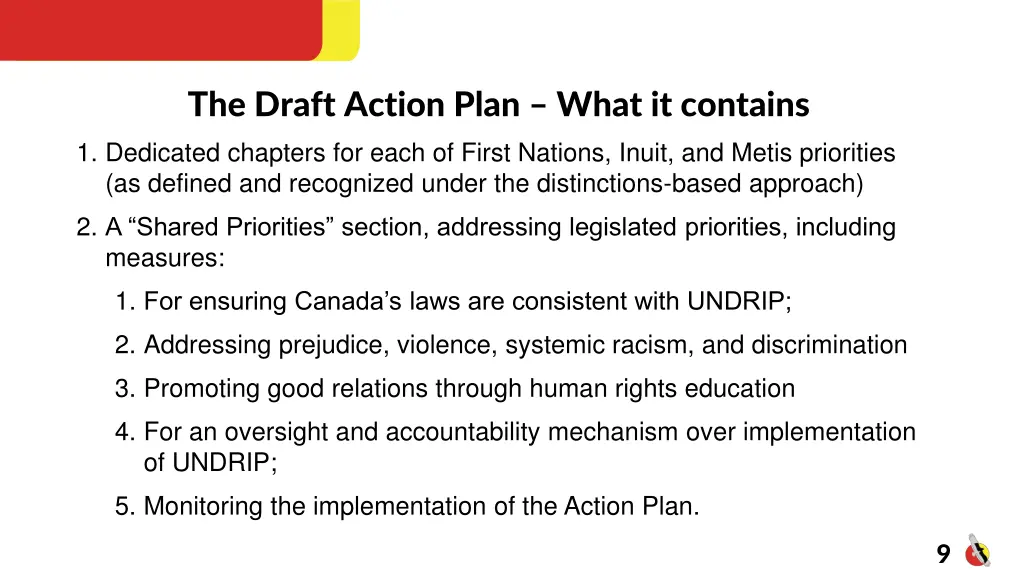 the draft action plan what it contains