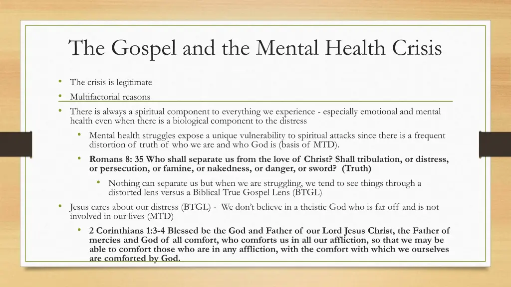 the gospel and the mental health crisis
