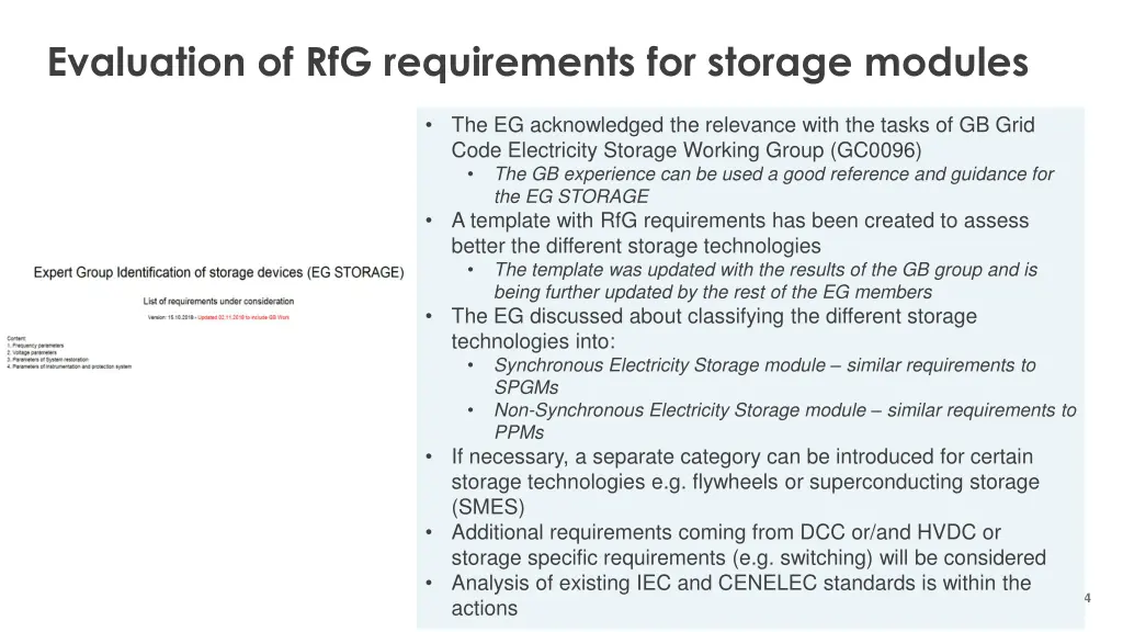 evaluation of rfg requirements for storage modules