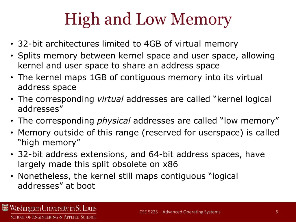 high and low memory