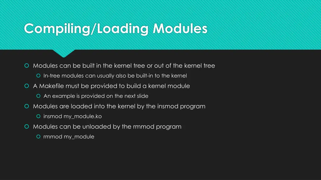 compiling loading modules