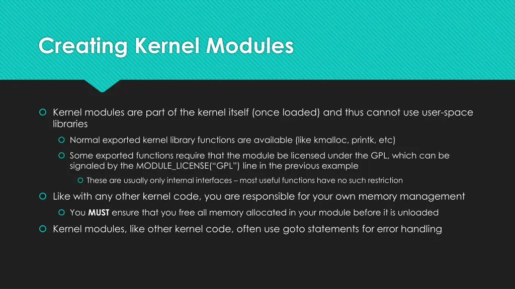 creating kernel modules