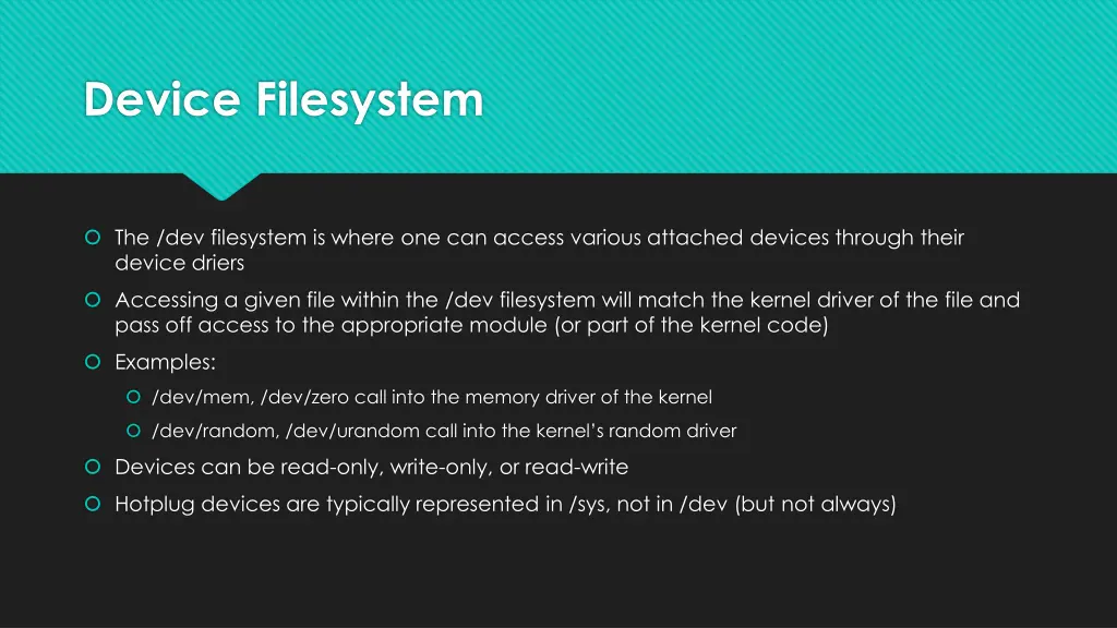 device filesystem