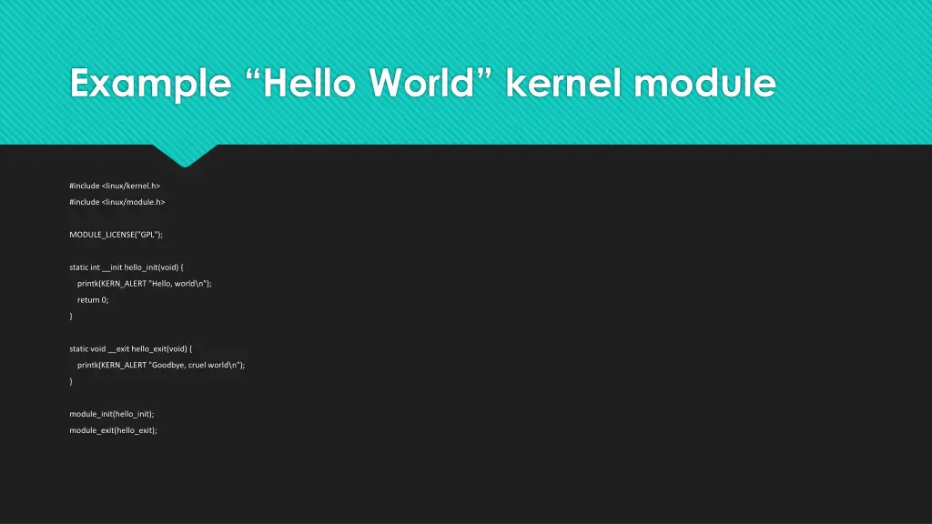 example hello world kernel module