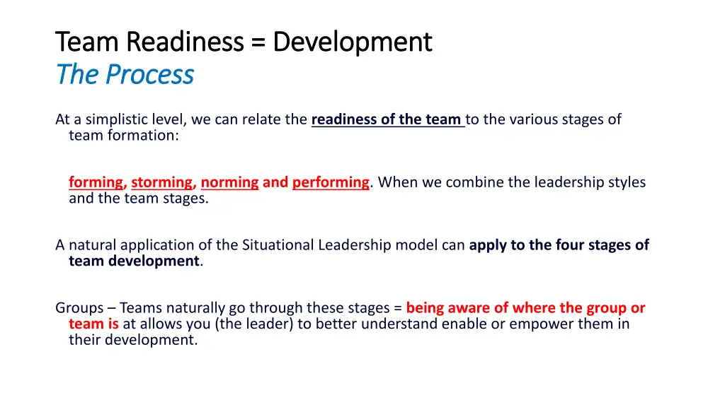 team readiness development team readiness