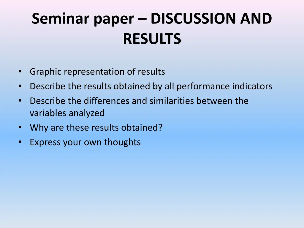seminar paper discussion and results