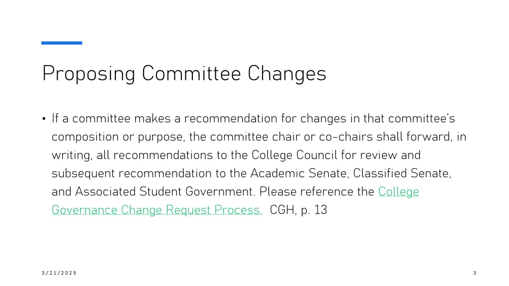 proposing committee changes
