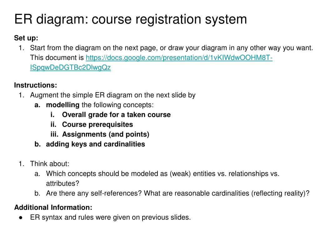 er diagram course registration system
