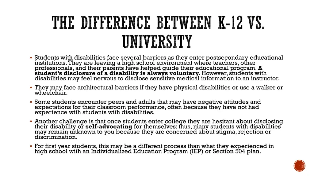 the difference between k 12 vs university