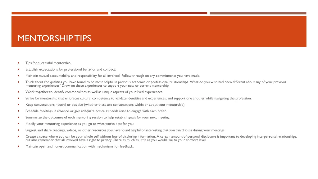 mentorship tips