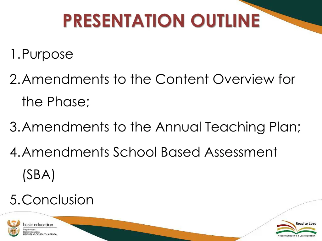 presentation outline