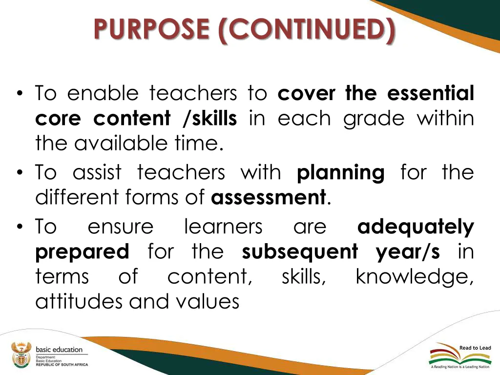 purpose continued
