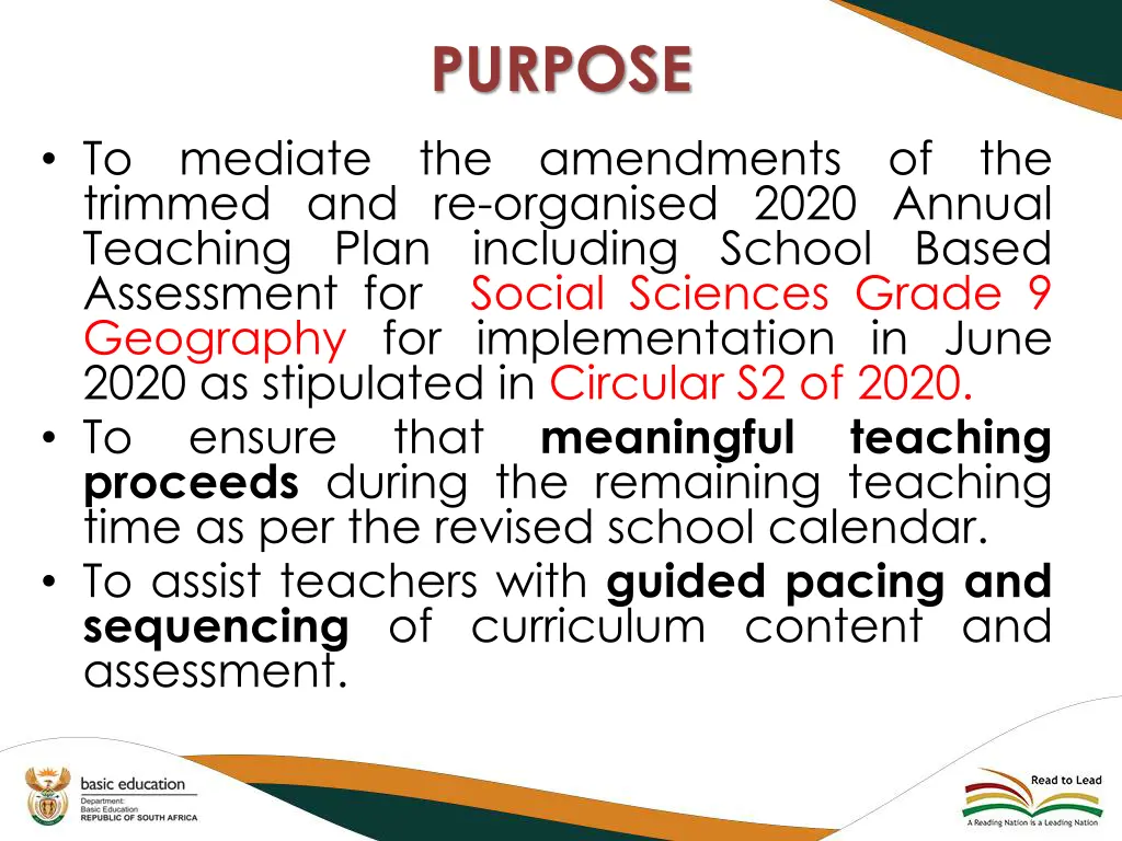 purpose the amendments