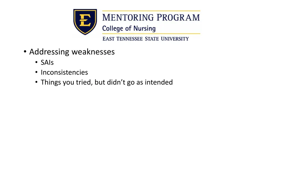 addressing weaknesses sais inconsistencies things