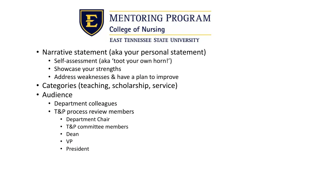 narrative statement aka your personal statement