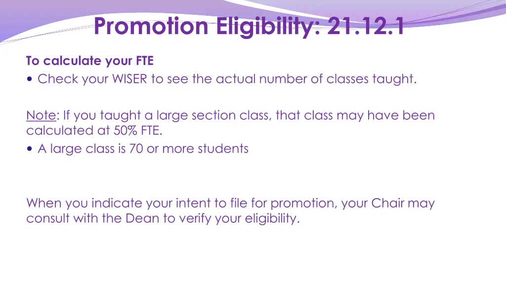promotion eligibility 21 12 1