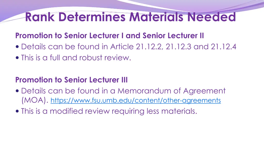 rank determines materials needed