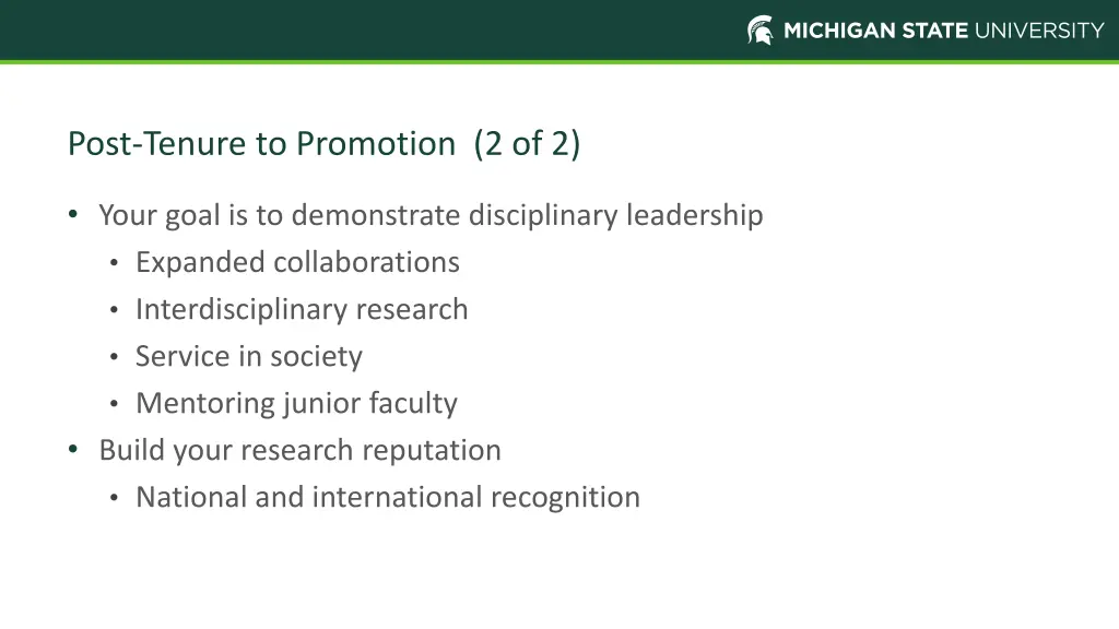 post tenure to promotion 2 of 2