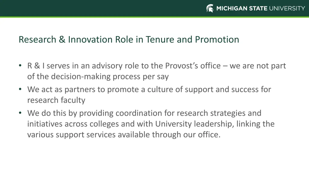 research innovation role in tenure and promotion