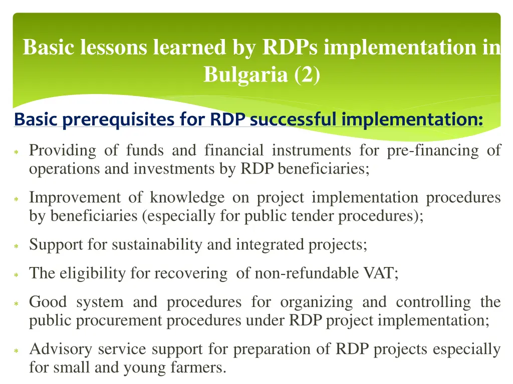basic lessons learned by rdps implementation 1
