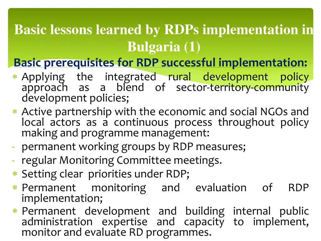 basic lessons learned by rdps implementation