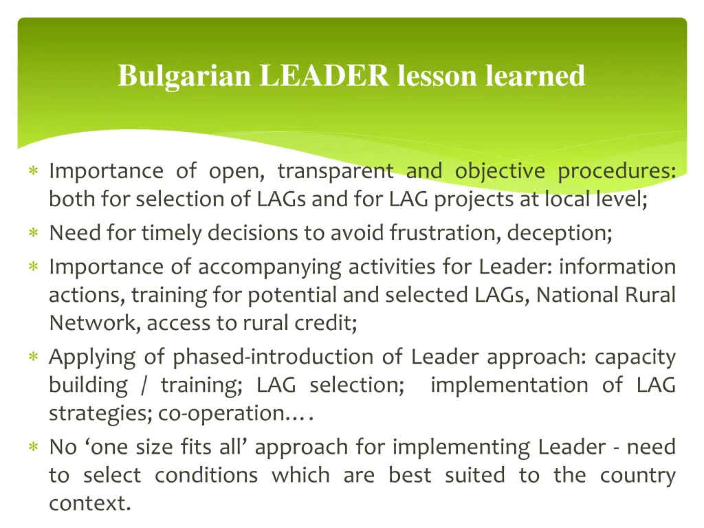 bulgarian leader lesson learned