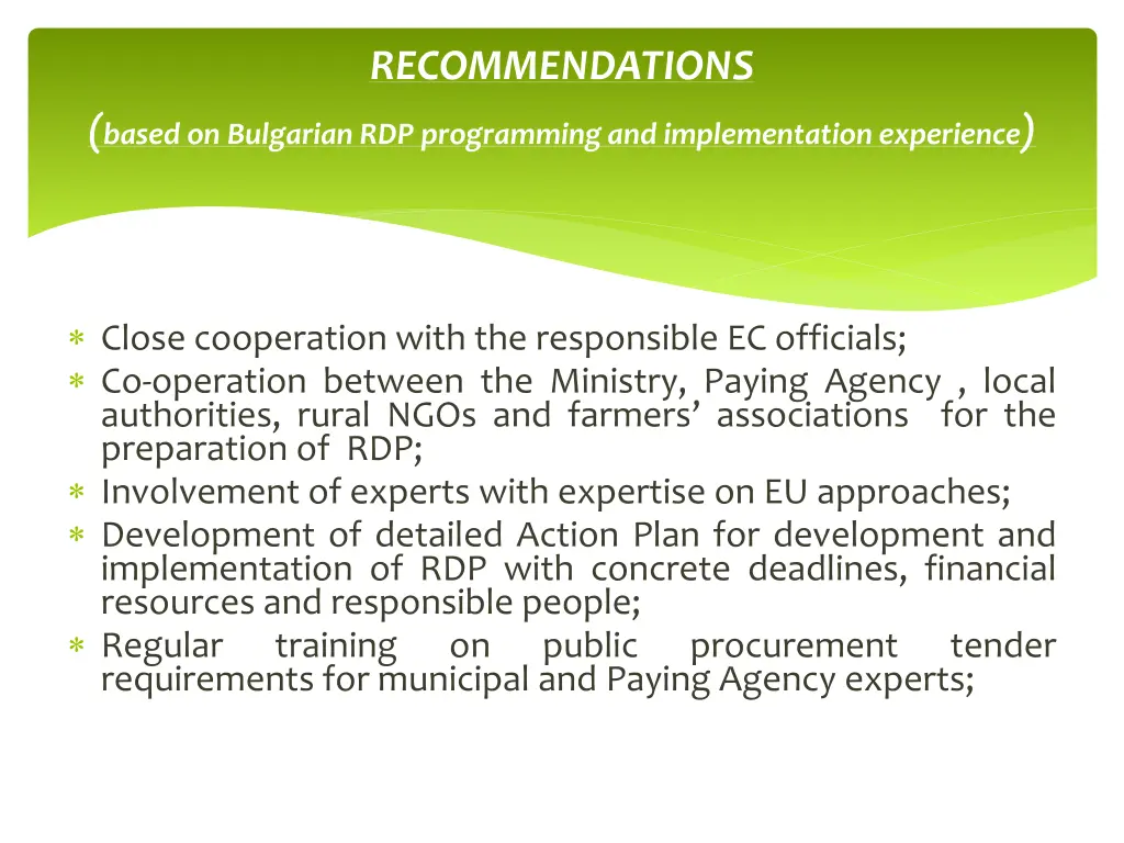 recommendations 1
