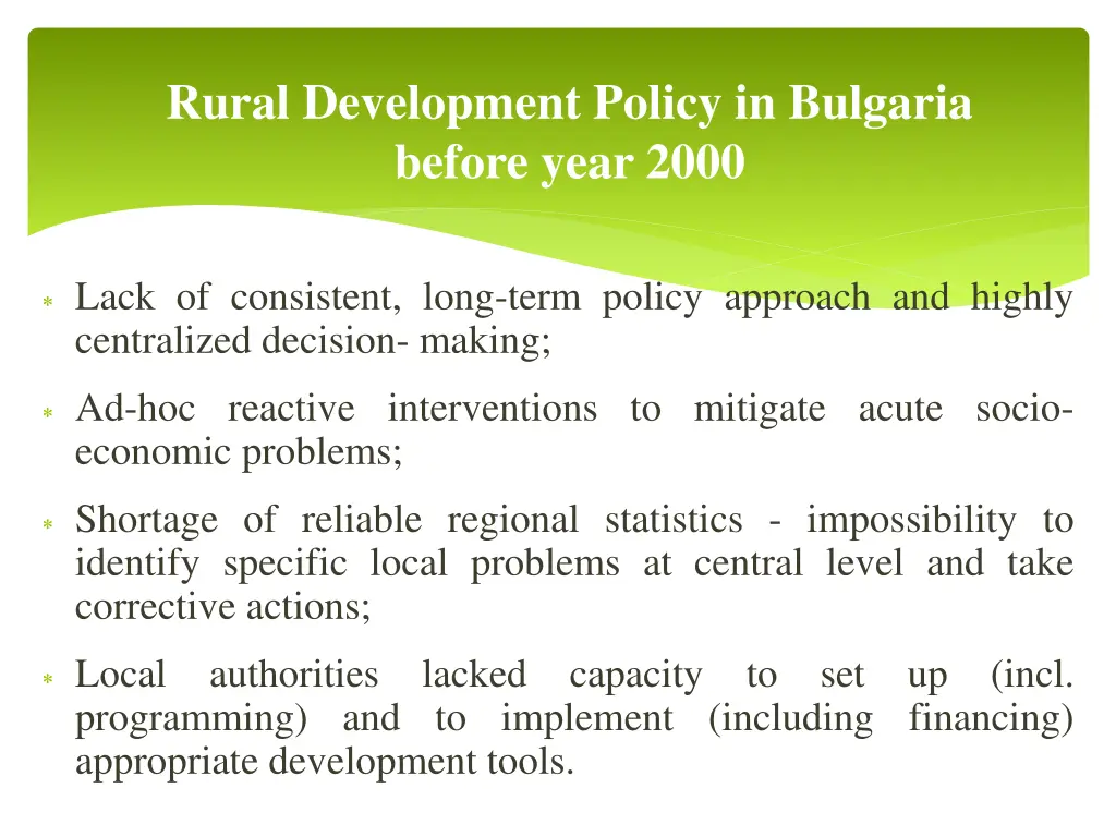 rural development policy in bulgaria before year