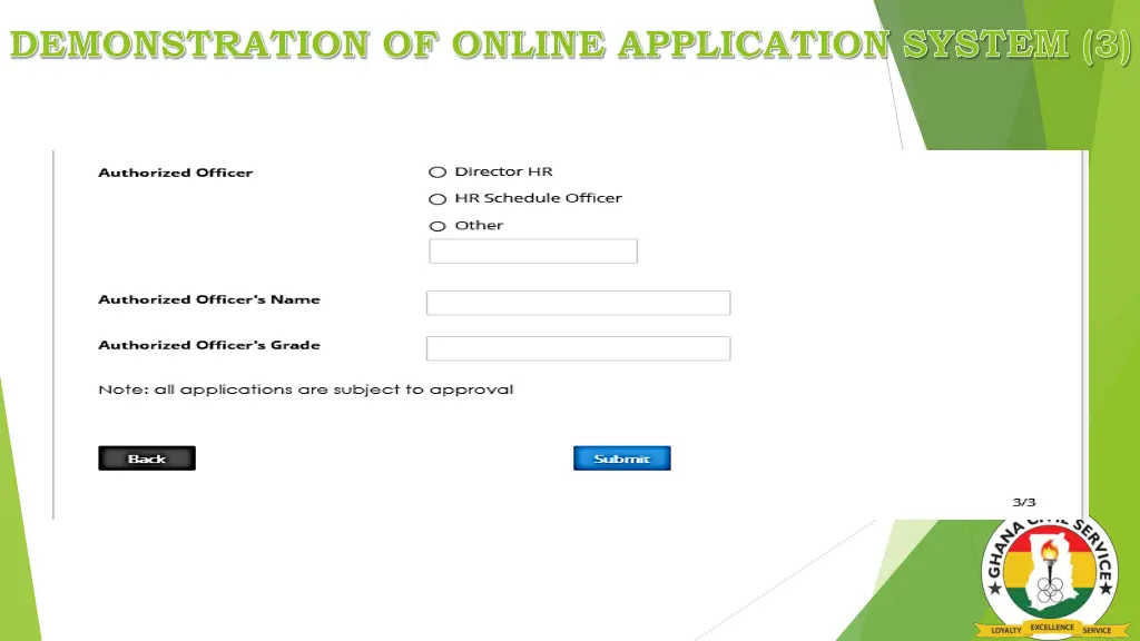 demonstration of online application system 3 2