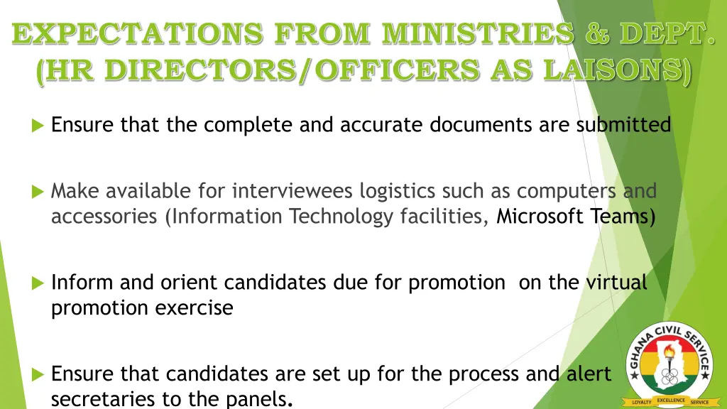 expectations from ministries dept hr directors