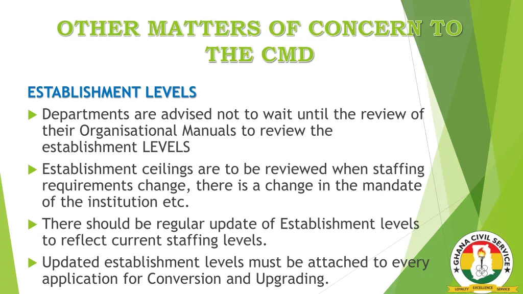 other matters of concern to the cmd