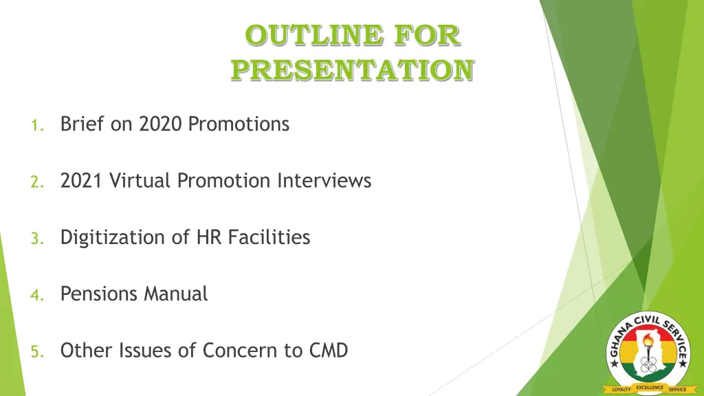 outline for presentation