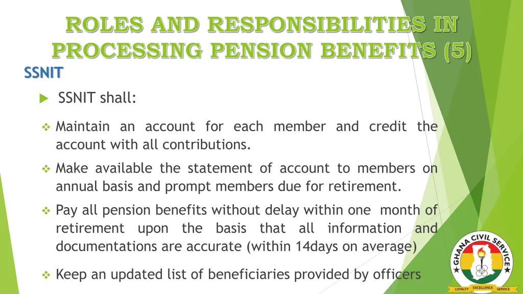 roles and responsibilities in processing pension 3