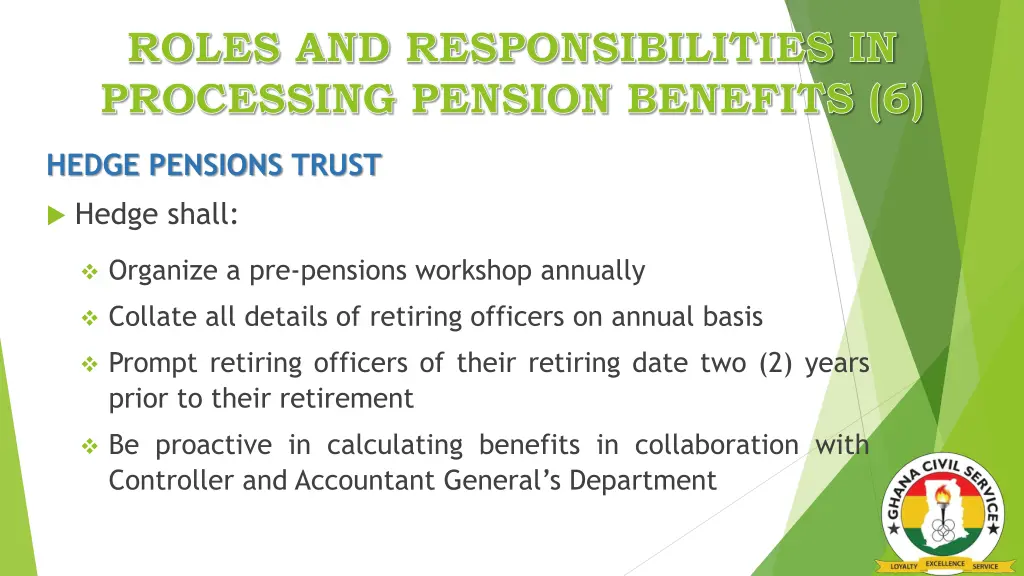 roles and responsibilities in processing pension 4