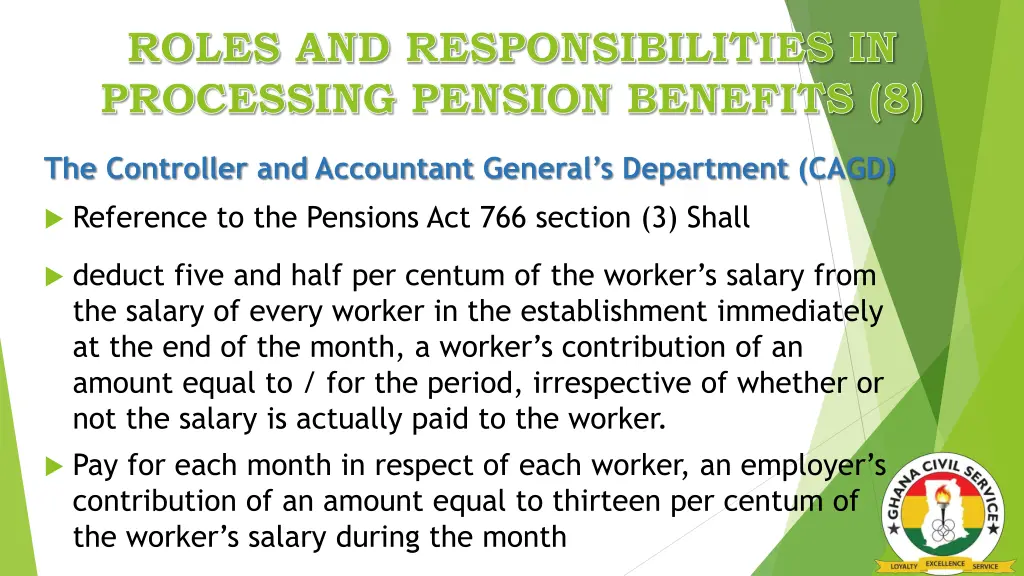 roles and responsibilities in processing pension 6