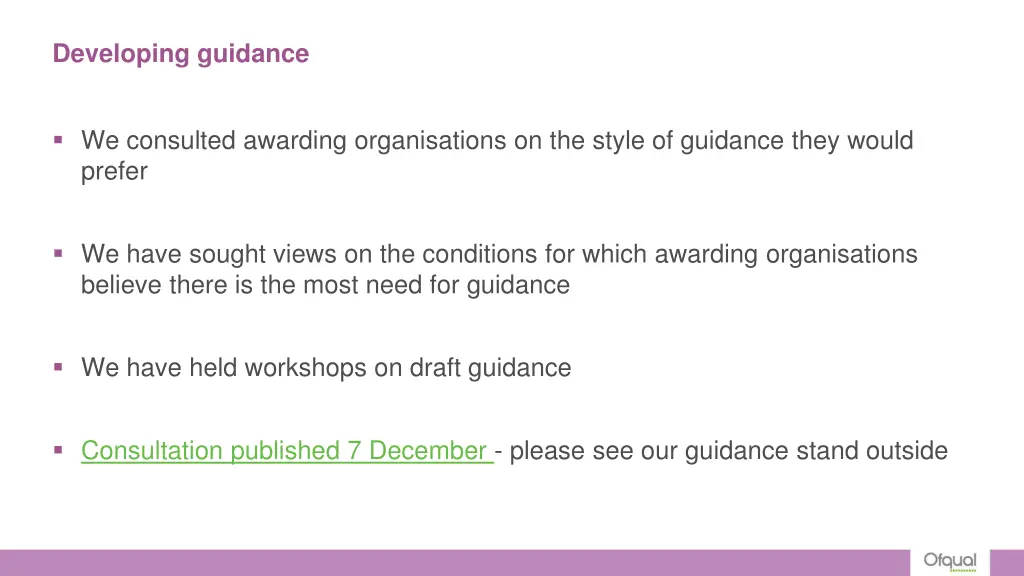 developing guidance