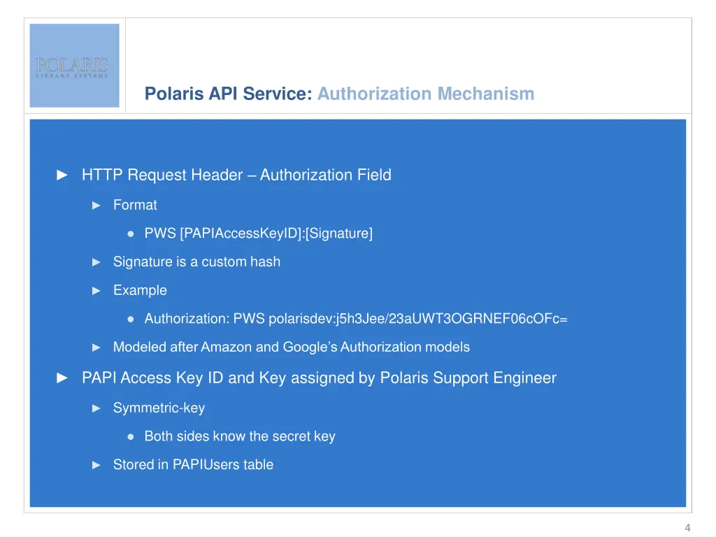 polaris api service authorization mechanism