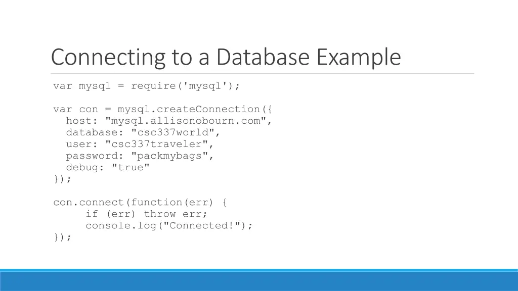 connecting to a database example
