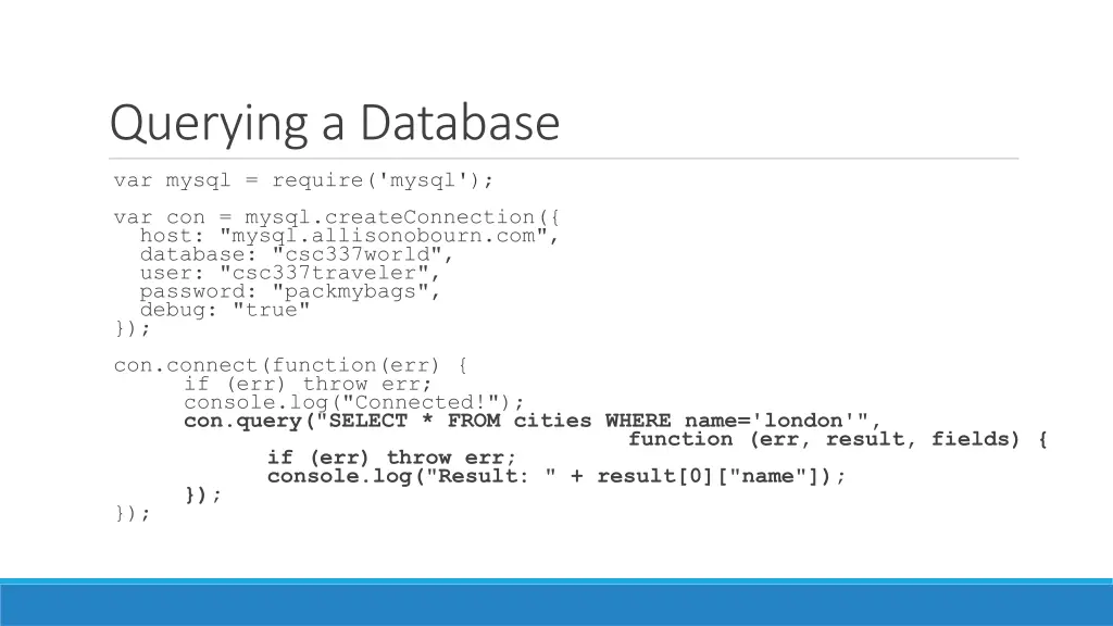 querying a database