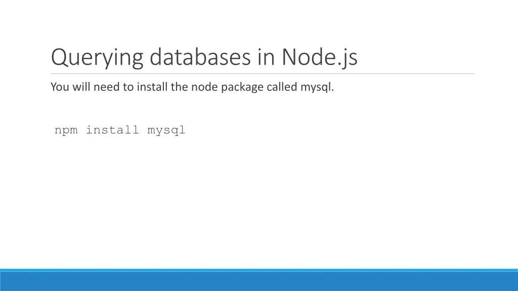 querying databases in node js